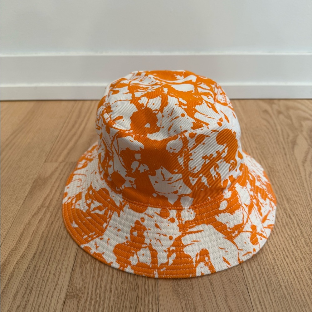 Hermes Orange and White Splatter Hat